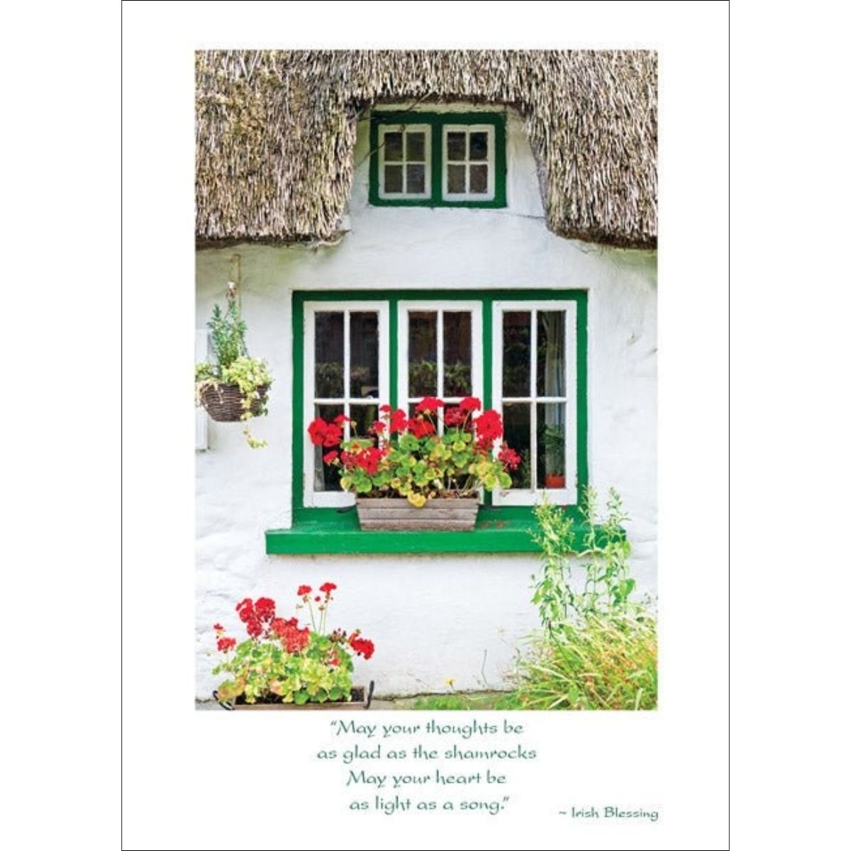 Thatched Irish Cottage Birthday Card - Irish Blessing
