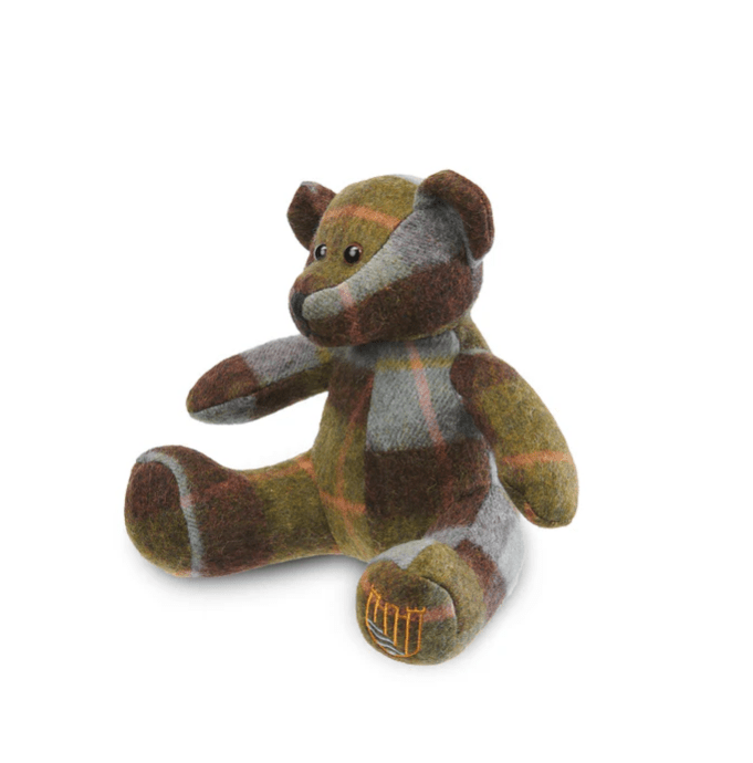 The Islander Lambswool Teddy Bear - Chestnut and Blue Tartan - The Celtic Gift Store - Home & Garden