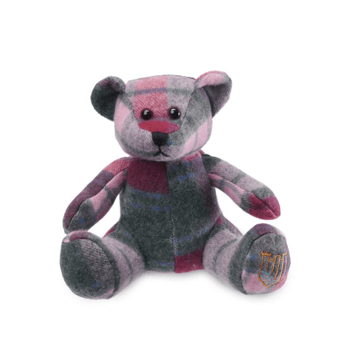 The Islander Lambswool Teddy Bear - Pink and Blue Tartan - The Celtic Gift Store - Home & Garden