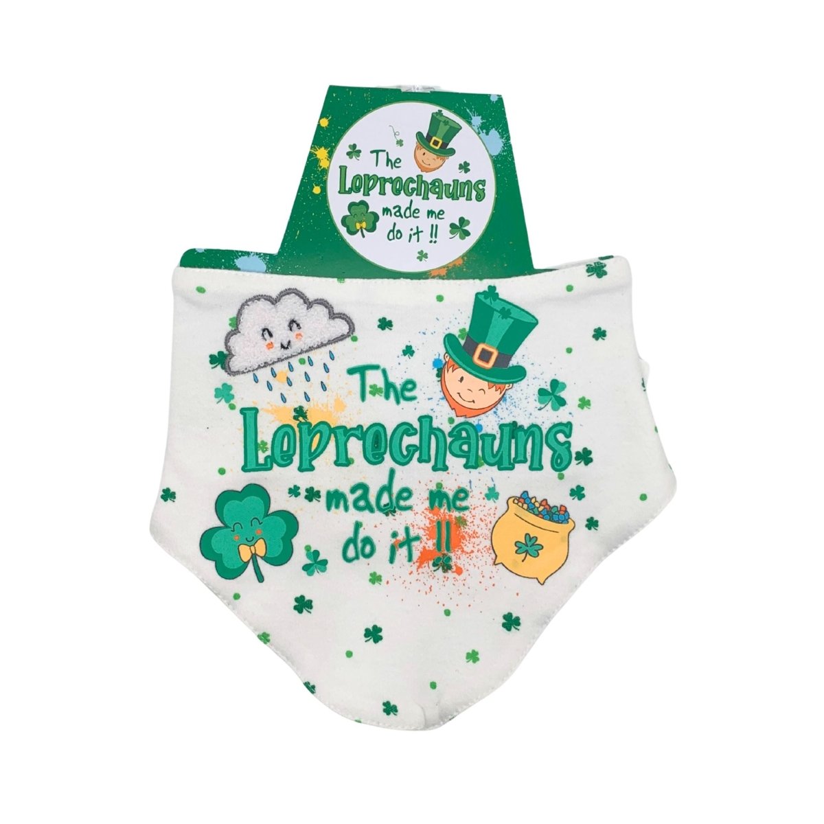 "The Leprechauns Made Me Do It" Applique Bandana Bib -The Celtic Gift Store - Clothing - Accessories - Kids