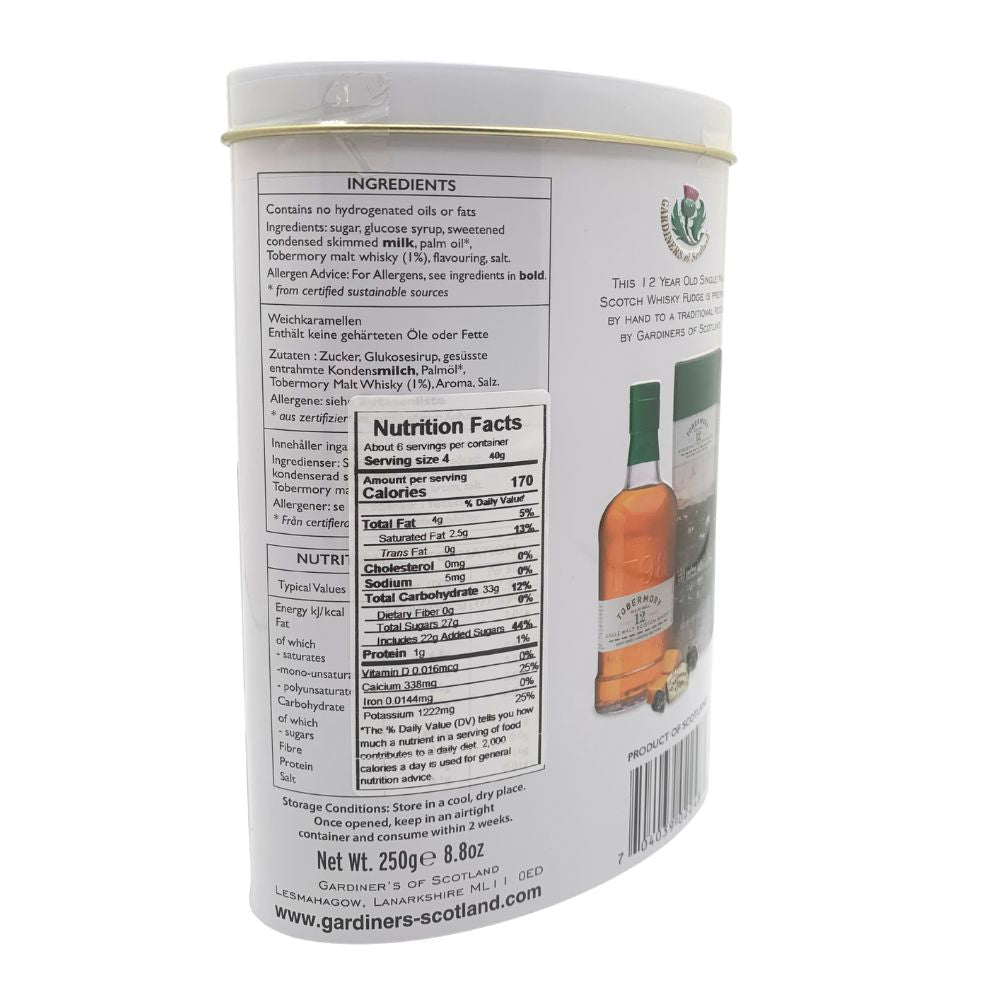 Tobermory Whisky Scottish Caramel Fudge Tin - The Celtic Gift Store - Food - Gifts