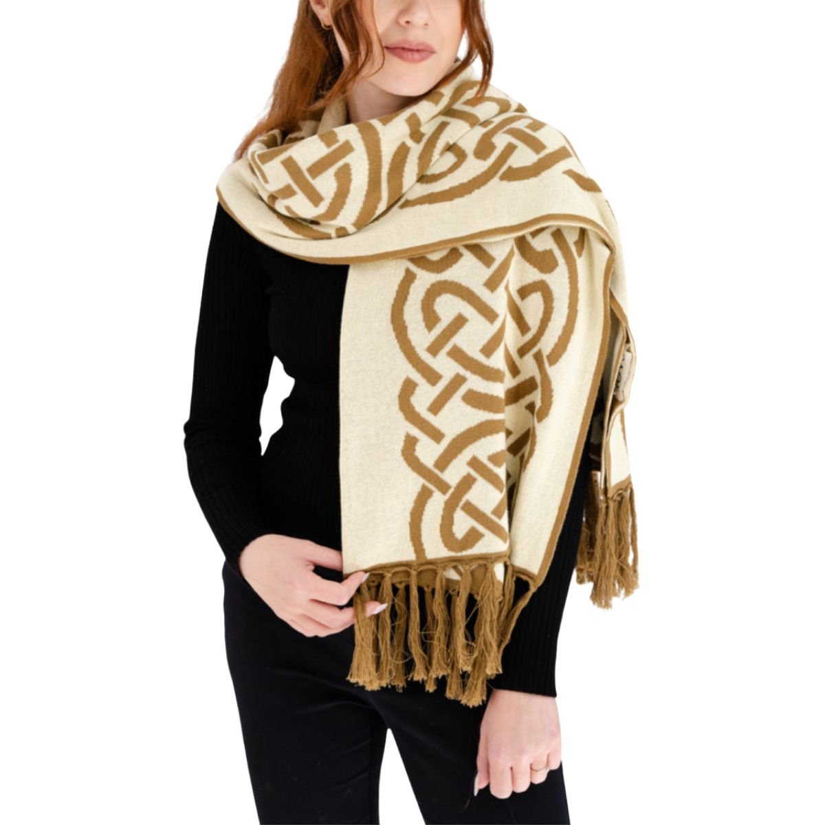 Traditional Celtic Knotwork Cotton Shawl