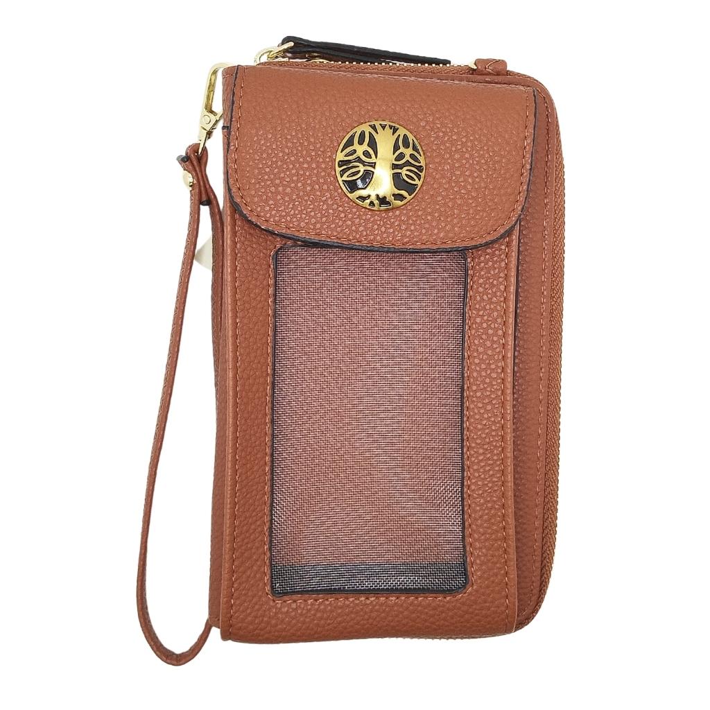 Tree of Life Cell Phone Wristlet/Crossbody Bag - Camel
