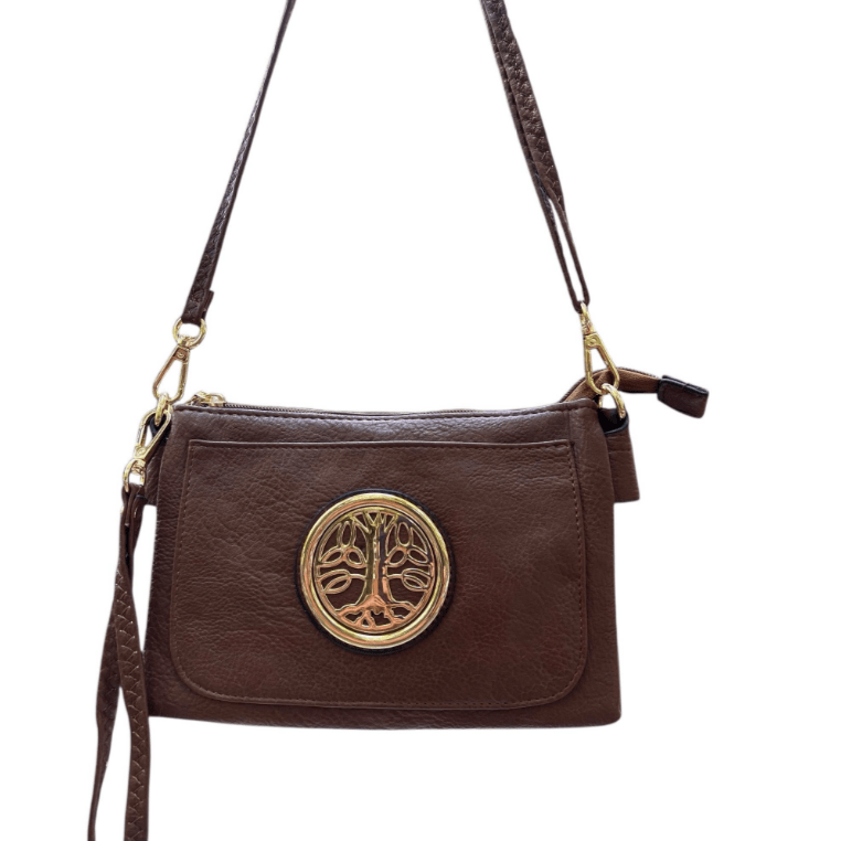Tree of Life Slip Pocket Bag - Mocha - The Celtic Gift Store - Handbags