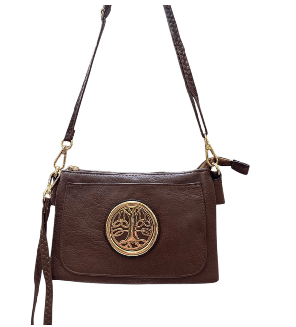 Tree of Life Slip Pocket Bag - Mocha - The Celtic Gift Store - Handbags