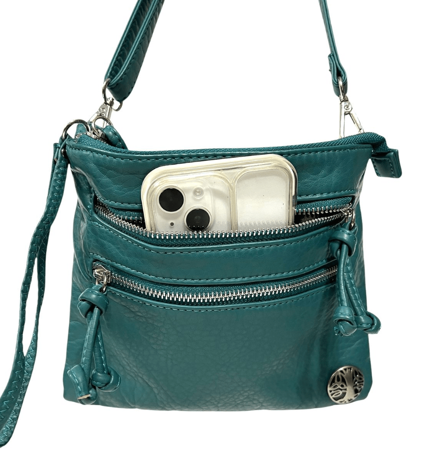 Tree of Life Square Crossbody Bag - Teal - The Celtic Gift Store - Handbags