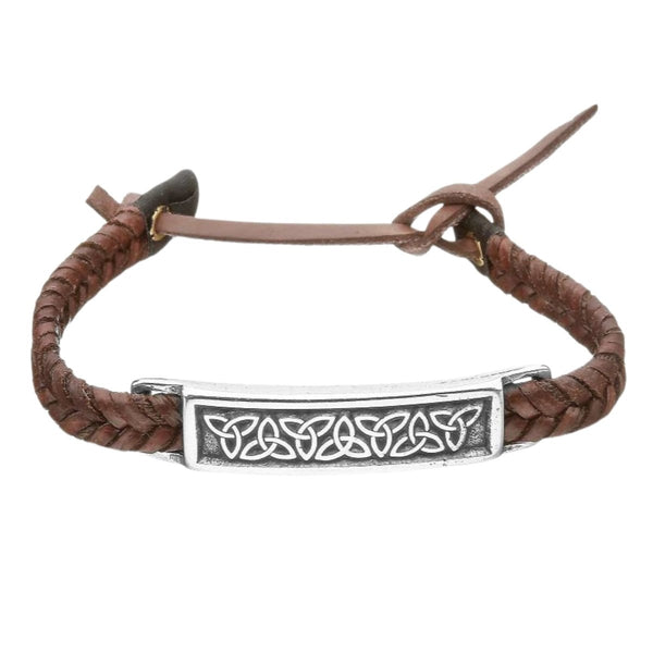 Trinity Knot Bar Leather Wristband