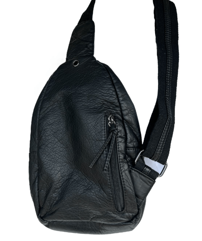 Trinity Knot Heart Washed Pocket Sling Bag- Black - The Celtic Gift Store - Handbags