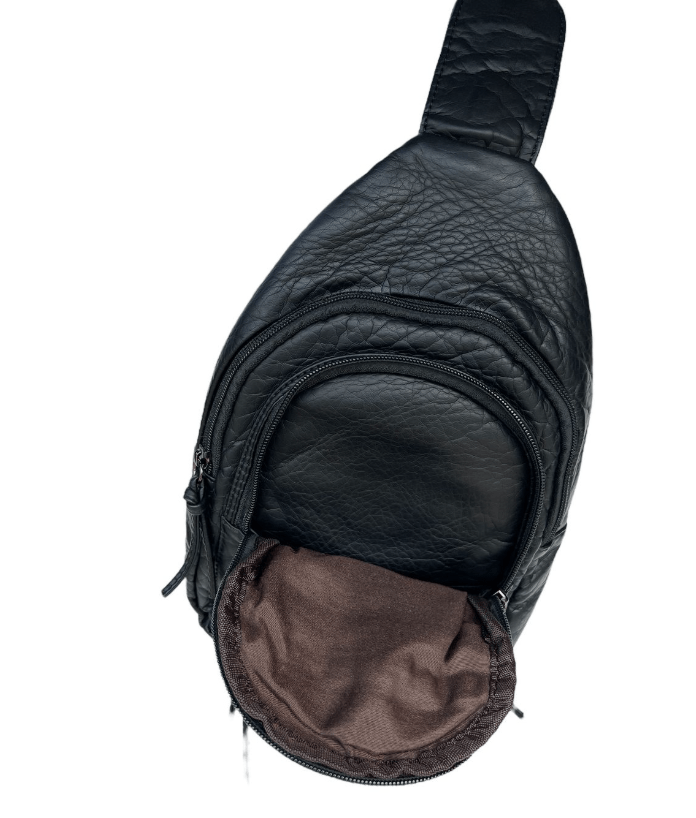 Trinity Knot Heart Washed Pocket Sling Bag- Black - The Celtic Gift Store - Handbags