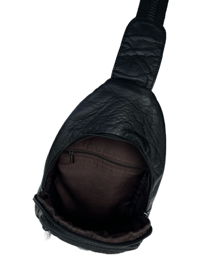 Trinity Knot Heart Washed Pocket Sling Bag- Black - The Celtic Gift Store - Handbags