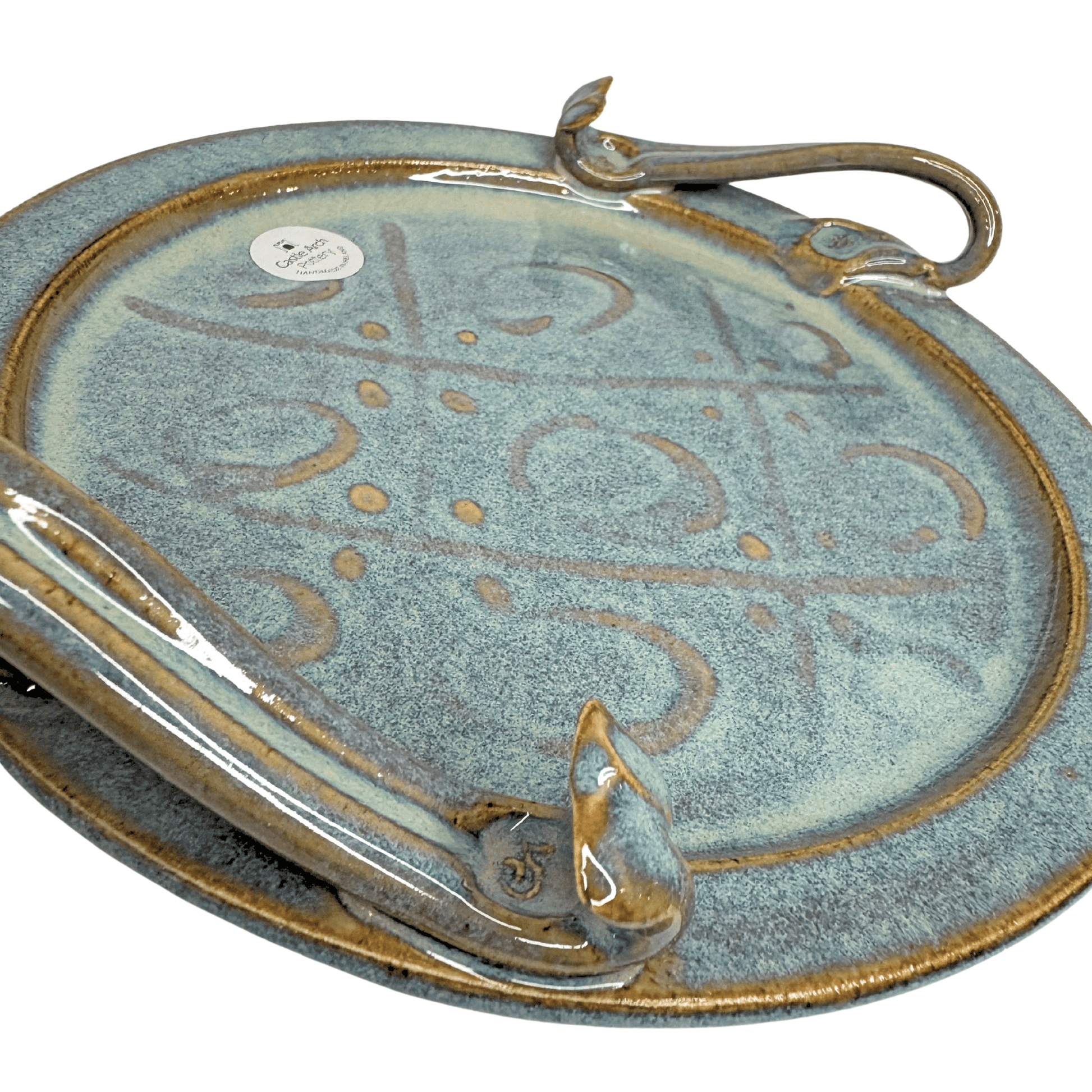 Triskele Serving Plate Handmade Irish Pottery - Small - The Celtic Gift Store - Tableware