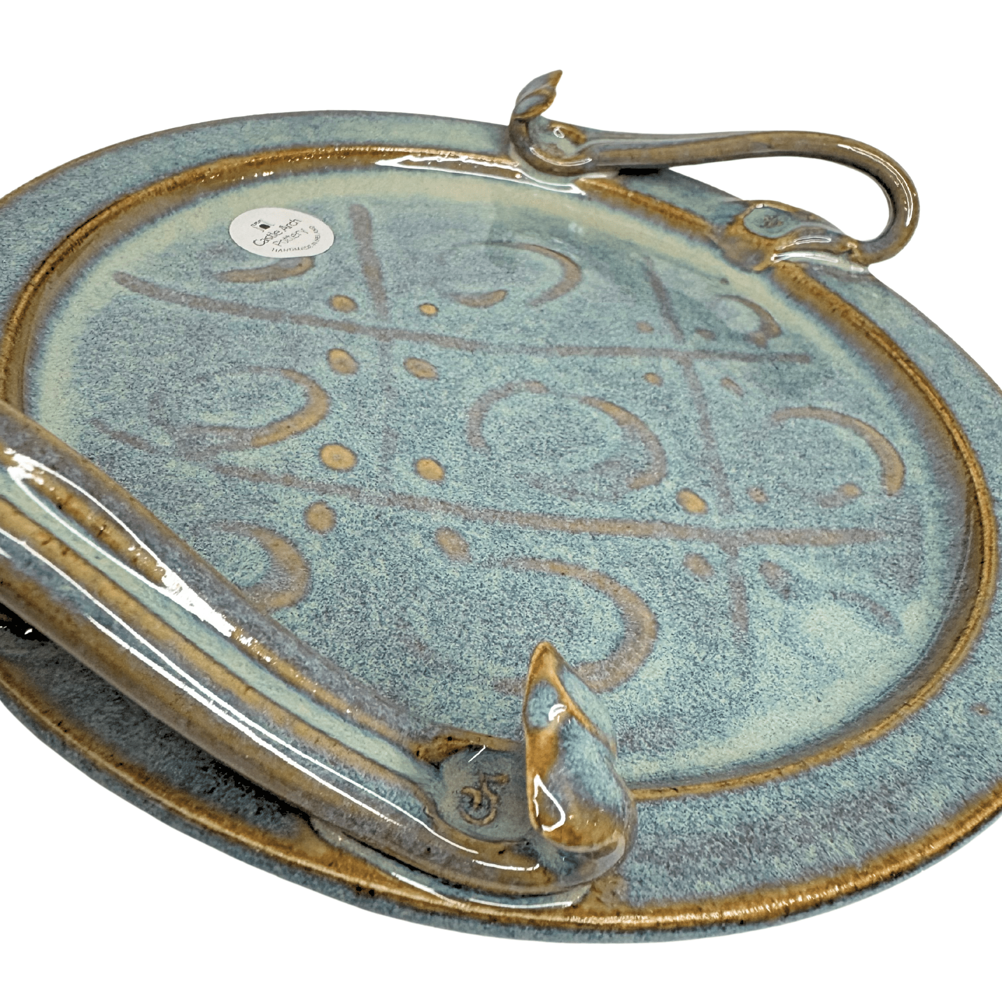 Triskele Serving Plate Handmade Irish Pottery - Small - The Celtic Gift Store - Tableware