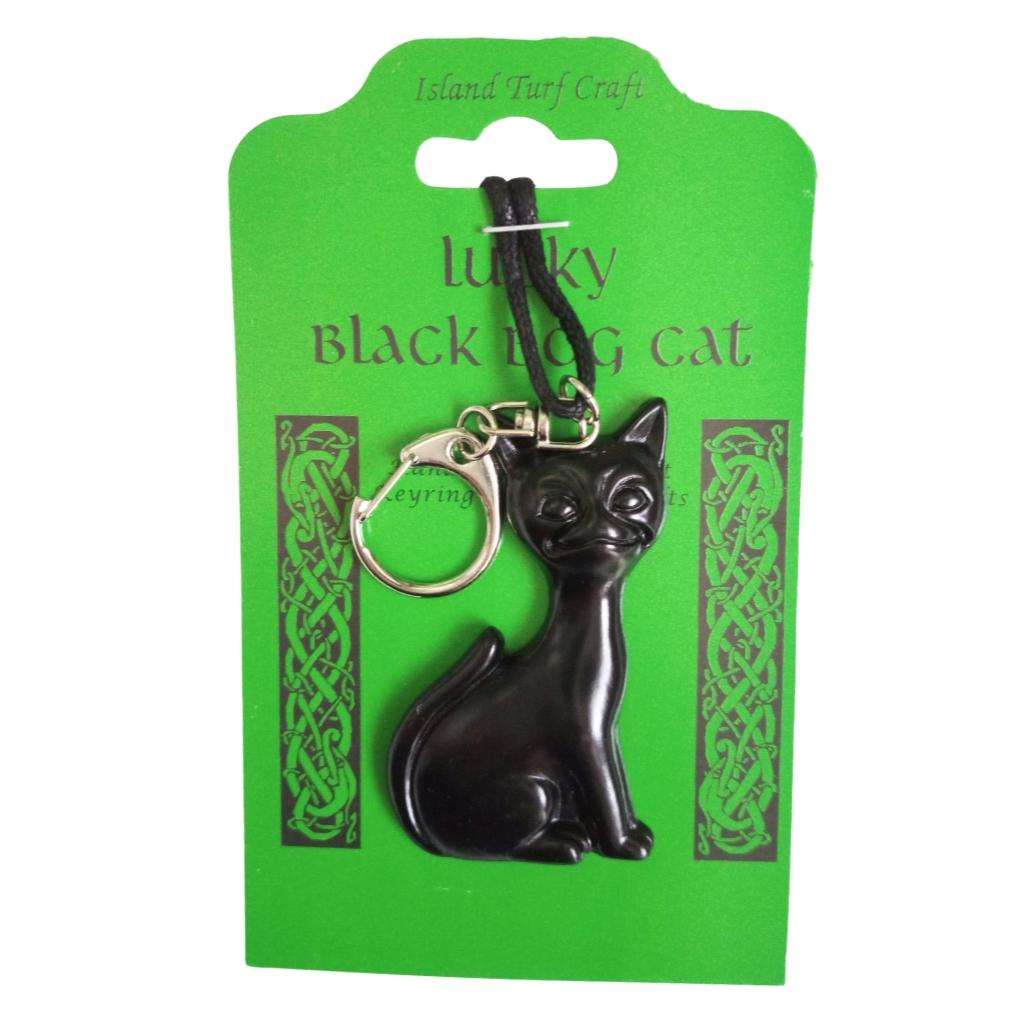 Turf Lucky Black Bog Cat Keyring by Island Turf Crafts - Decor