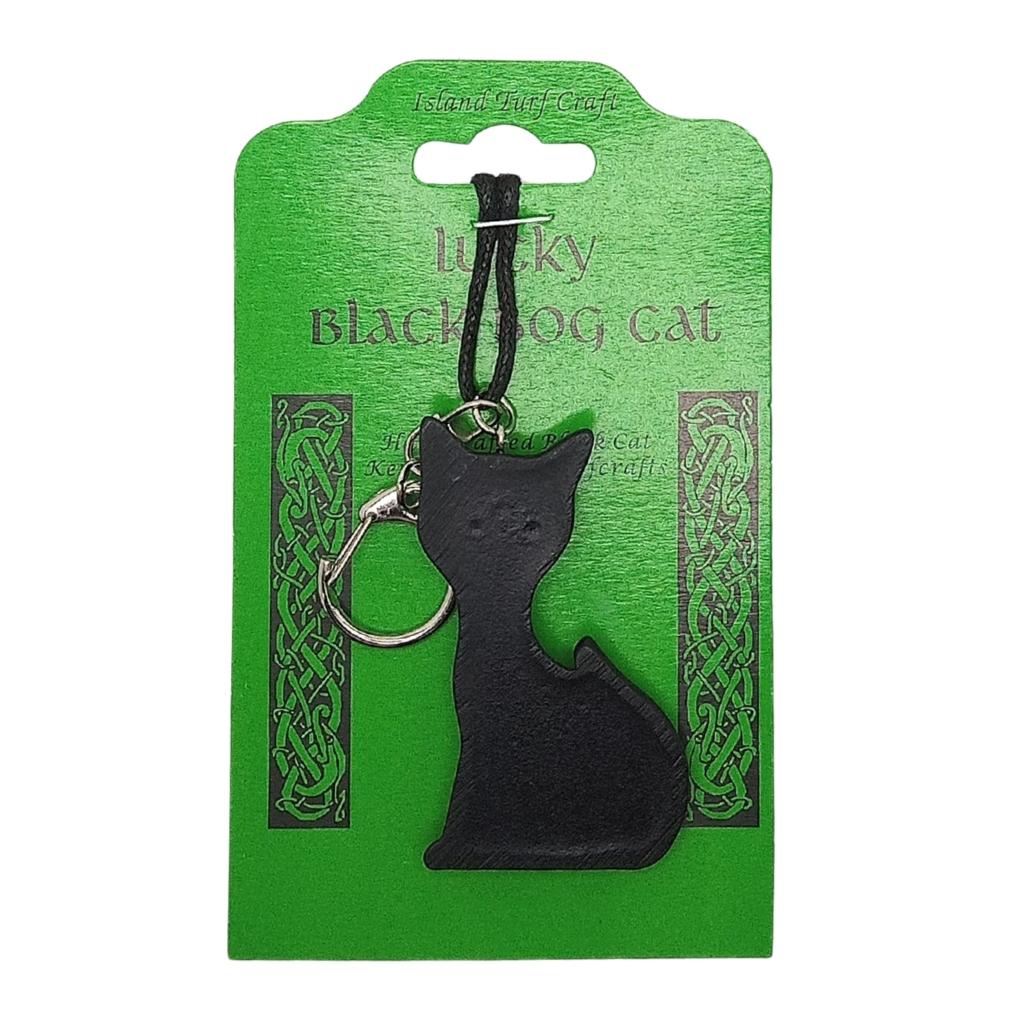 Turf Lucky Black Bog Cat Keyring by Island Turf Crafts - Decor