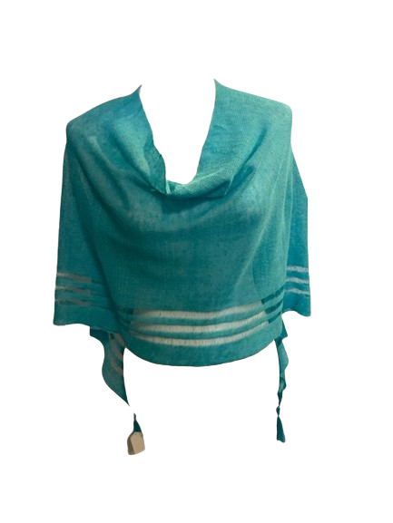 Irish Linen Poncho - Turquoise