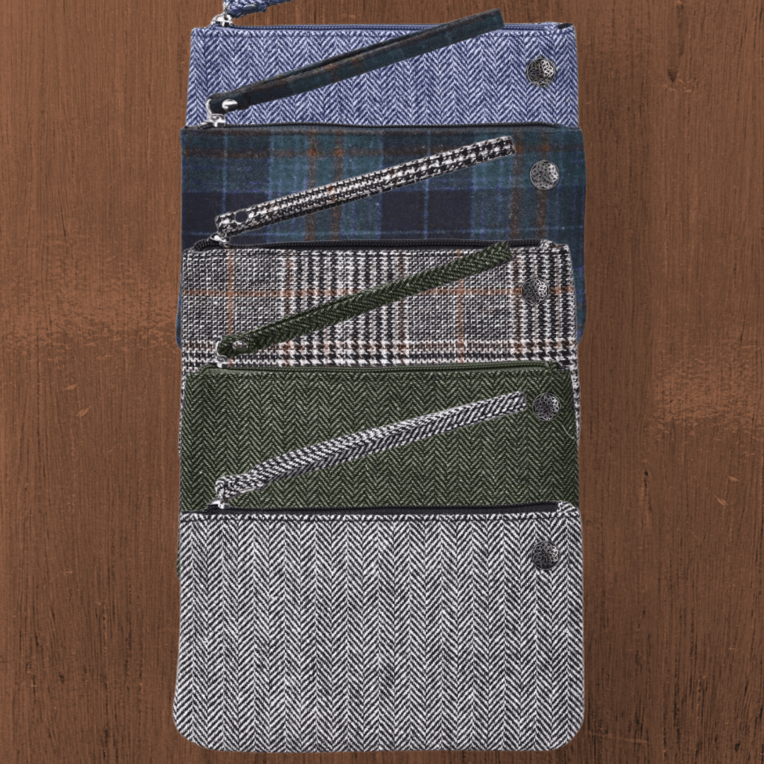 Tweed Wristlet with Celtic Button - The Celtic Gift Store - Handbags