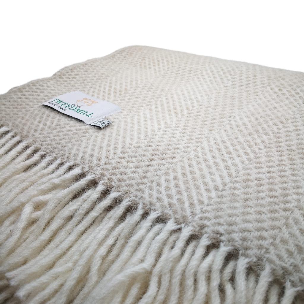Tweedmill Beehive Oatmeal Wool Throw 100% Pure Wool