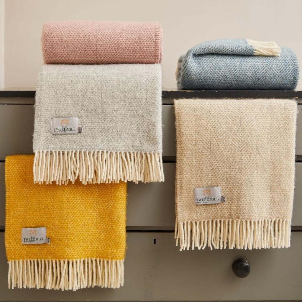 Tweedmill Beehive Oatmeal Wool Throw 100% Pure Wool