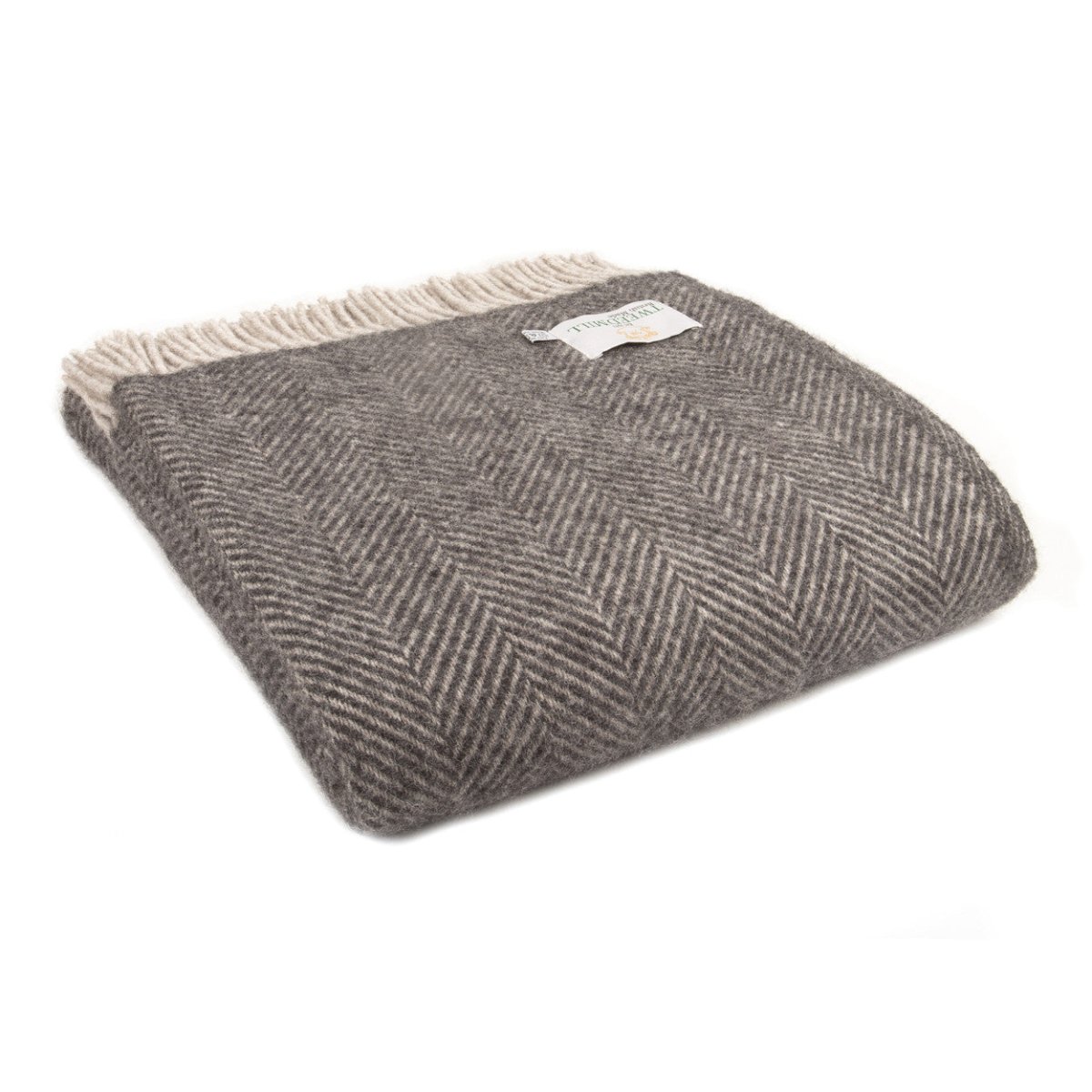 Tweedmill Charcoal and Silver Herringbone Wool Throw Expertly Crafted from 100% Pure Wool