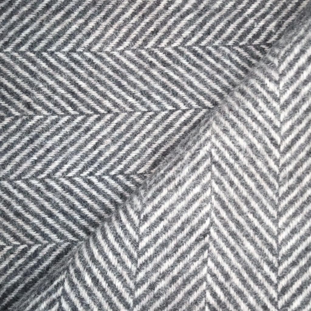 Tweedmill Charcoal and Silver Herringbone Wool Throw Expertly Crafted from 100% Pure Wool