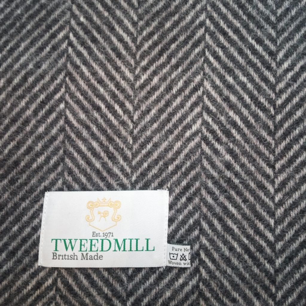 Tweedmill Charcoal and Silver Herringbone Wool Throw Expertly Crafted from 100% Pure Wool