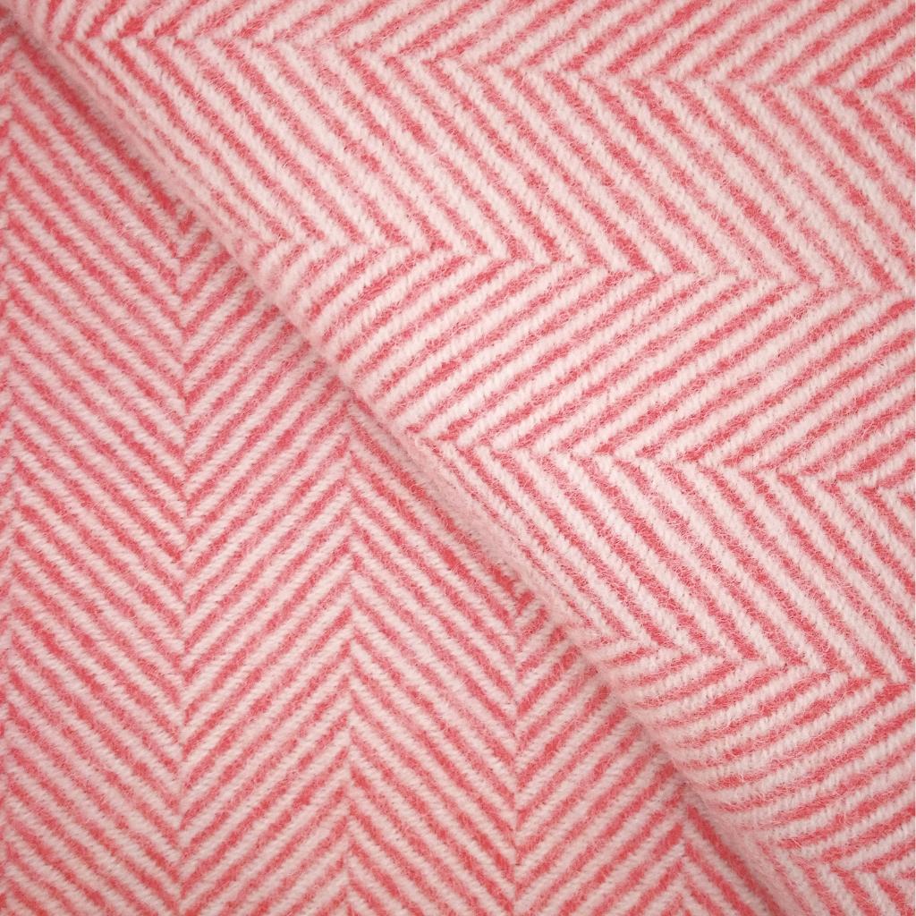 Tweedmill Flamingo and Pearl Herringbone Wool Throw Expertly Crafted from 100% Pure Wool