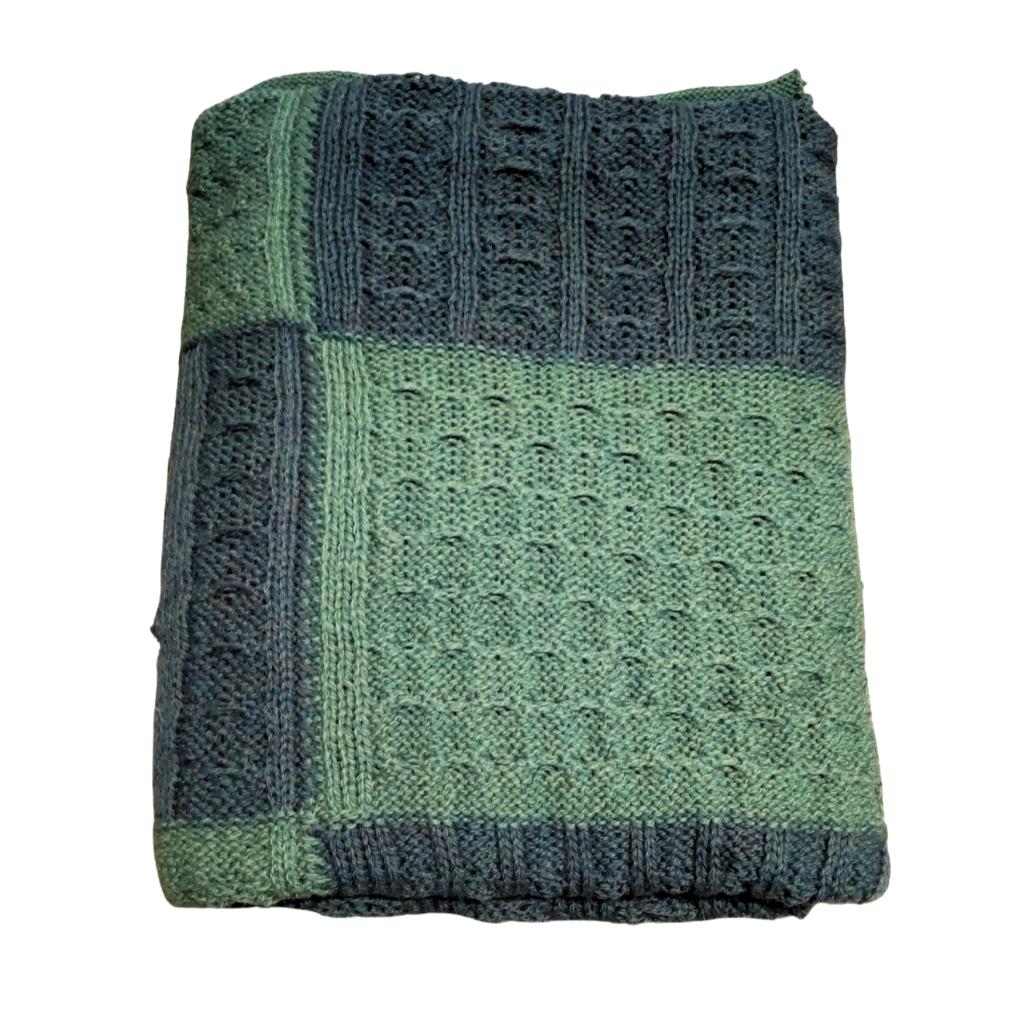 Two-Tone Green And Connemara Patchwork Throw by Aran Woollen Mills - Blankets and Bedding