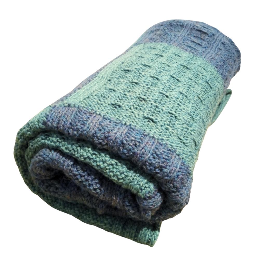 Two-Tone Green And Connemara Patchwork Throw by Aran Woollen Mills - Blankets and Bedding