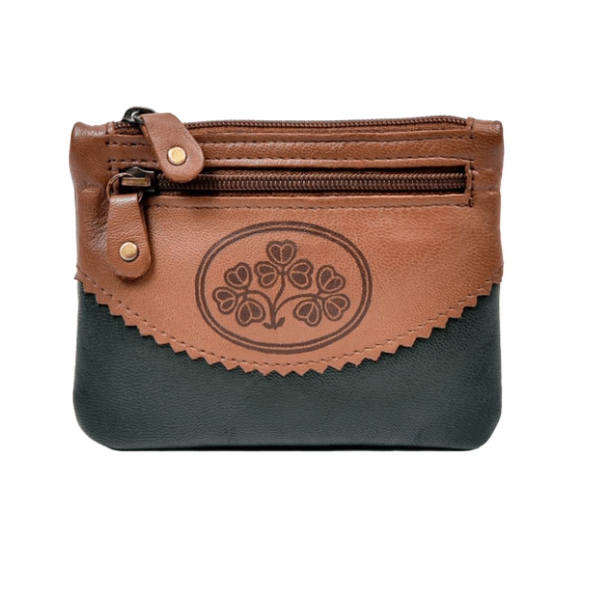 Two Tone Irish Leather Shamrock Change Purse