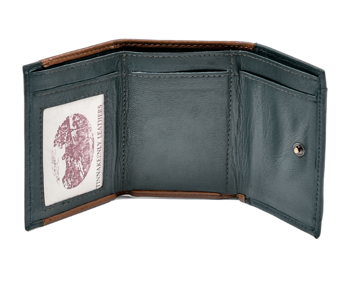 Two Tone Irish Leather Shamrock Tri - Fold Wallet - The Celtic Gift Store - Wallets