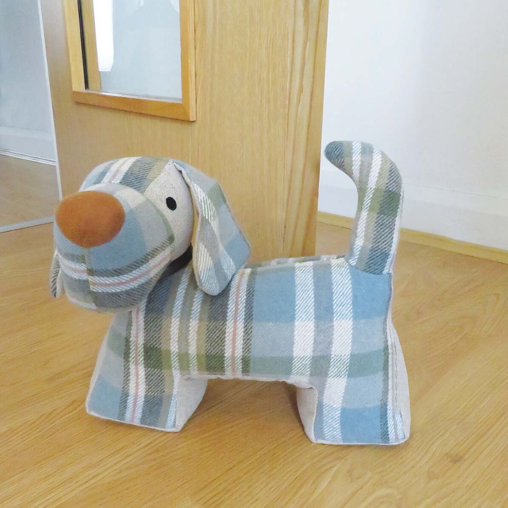 Weighted Green Tweed Dog Doorstop