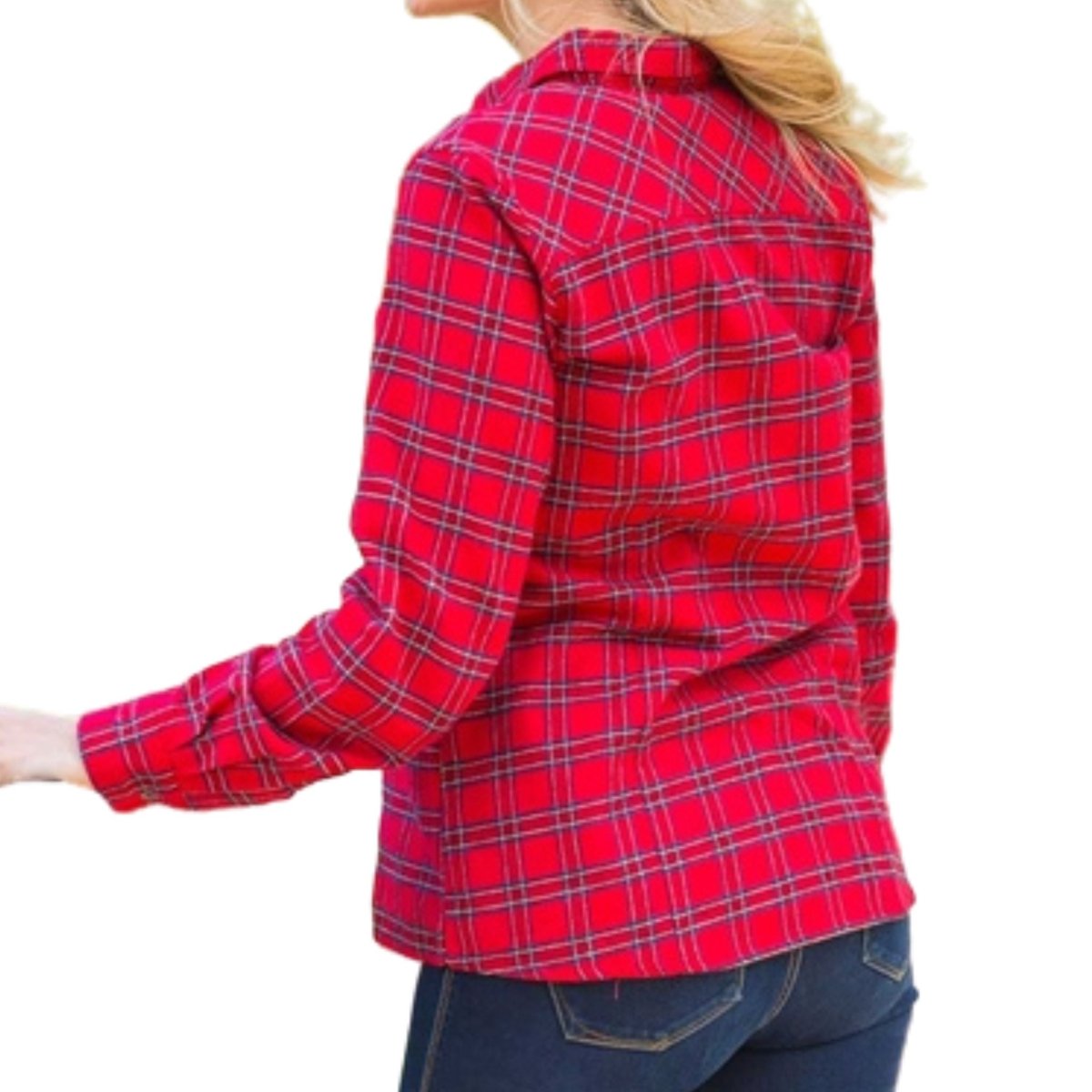 Women's Irish Fitted Flannel Shirt- Red Tartan - The Celtic Gift Store - Womens