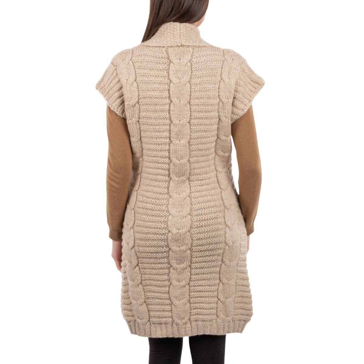 Wool Sleeveless Shawl Collar Cardigan