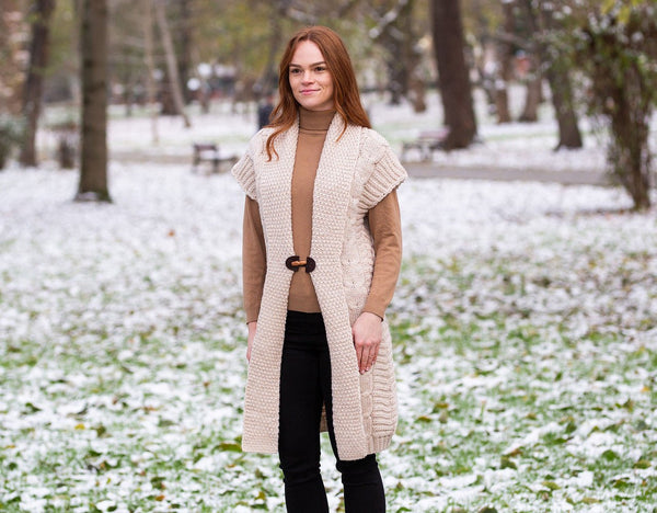 Wool Sleeveless Shawl Collar Cardigan - The Celtic Gift Store - Clothing