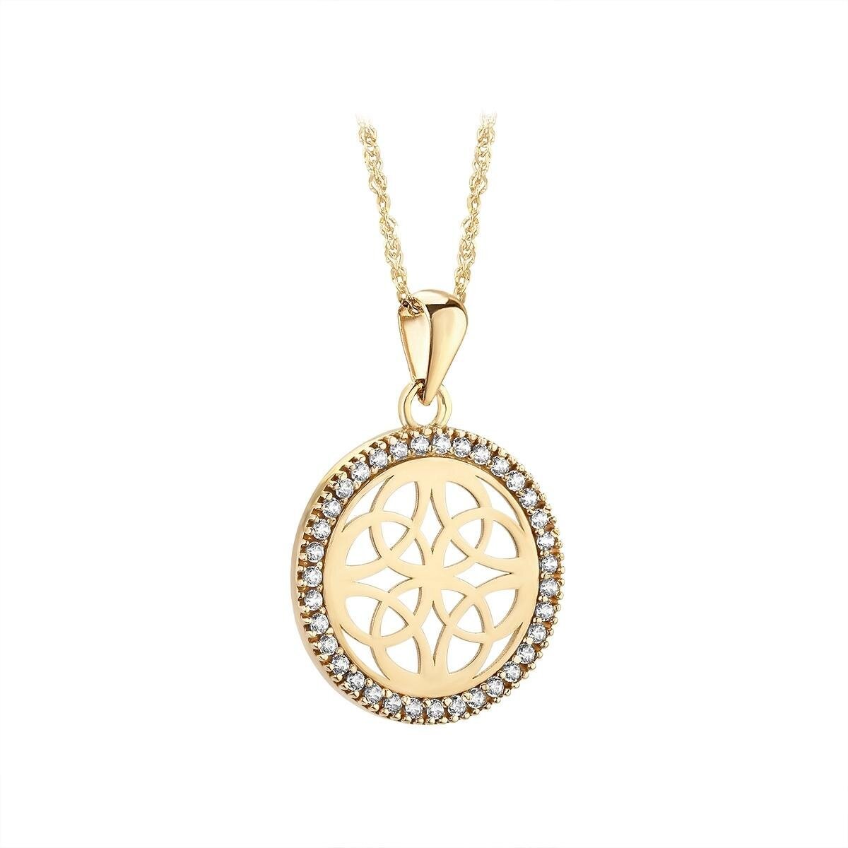 10K Gold Four Trinity Round Celtic Knot Necklace - The Celtic Gift Store - Necklaces