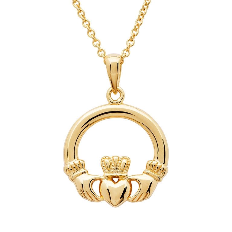 14K Gold Vermeil Claddagh Necklace - The Celtic Gift Store - Necklaces