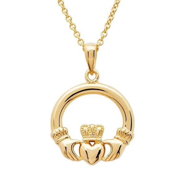 14K Gold Vermeil Claddagh Necklace - The Celtic Gift Store - Necklaces