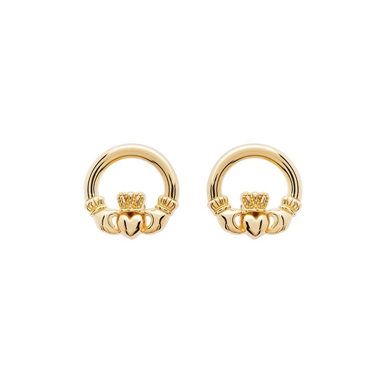 14K Gold Vermeil Stud Claddagh Earrings - The Celtic Gift Store - Earrings