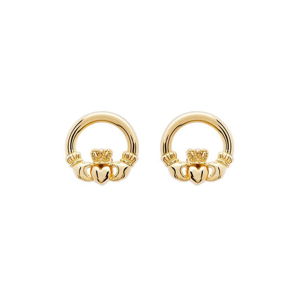 14K Gold Vermeil Stud Claddagh Earrings - The Celtic Gift Store - Earrings
