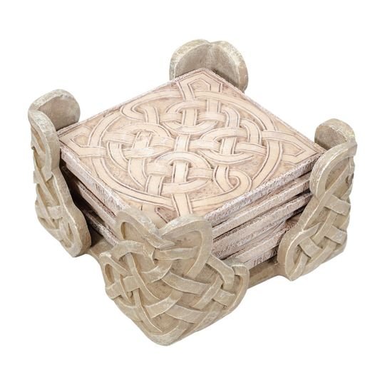 6 Piece Square Celtic Coaster Set with Base - The Celtic Gift Store - Tableware