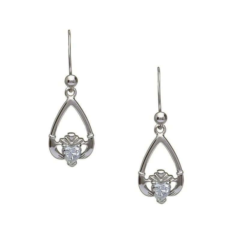 Sterling Silver Claddagh Birthstone Earrings