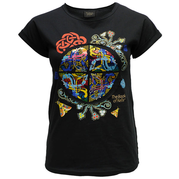 Book of Kells Black Multi Coloured Ladies T-Shirt