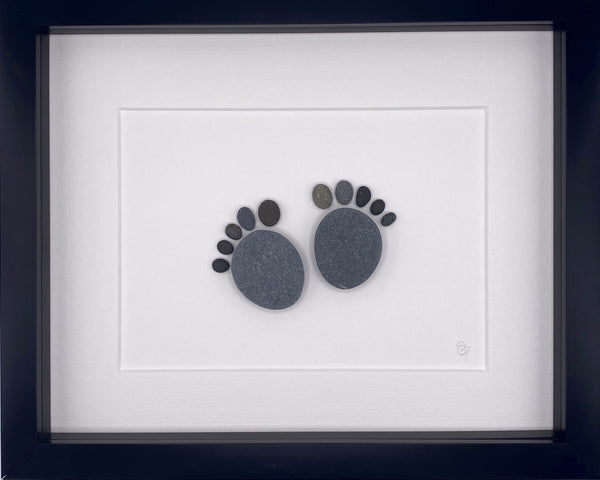 Baby Feet Irish Pebble Art- 8"x10" Shadowbox