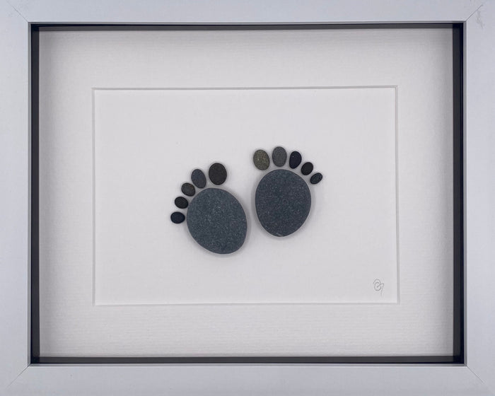 Baby Feet Irish Pebble Art- 8"x10" Shadowbox