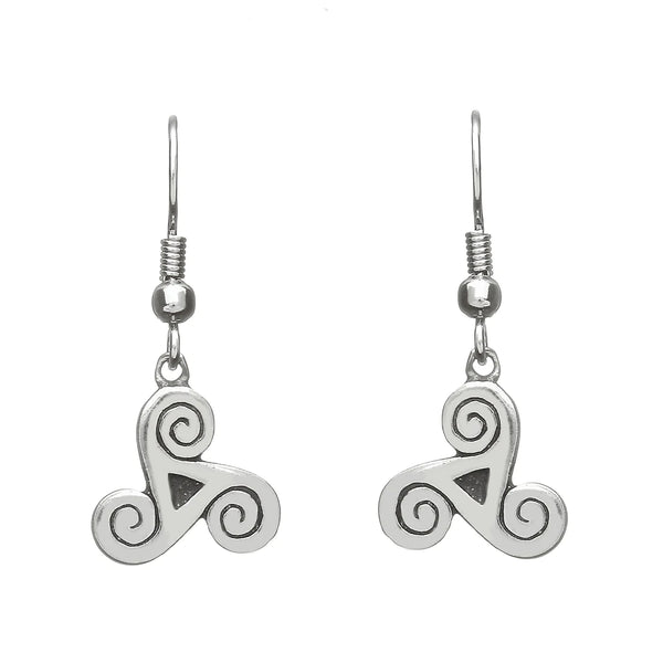 Celtic Legends Pewter Triple Spiral Earrings