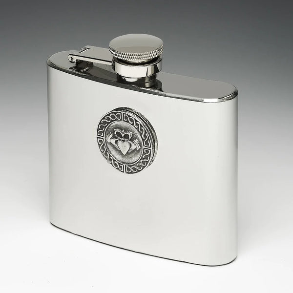 Mullingar Pewter Claddagh Celtic Knot Hip Flask