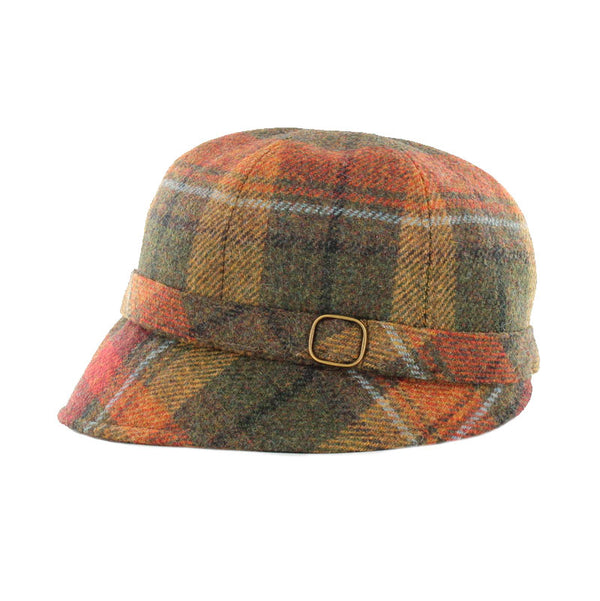 Mucros Weavers Fall Pumpkin Tartan Tweed Flapper Cap 321