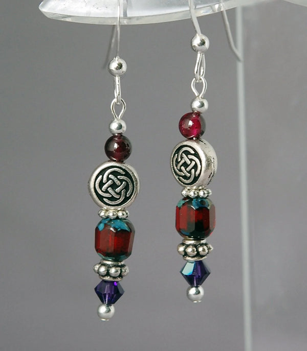 Cruthú Garnet Celtic Knot Earrings