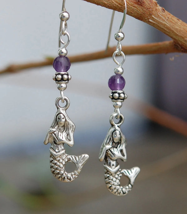 Cruthú Amethyst Celtic Mermaid Earrings