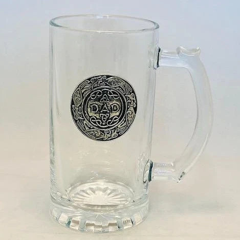 Glass Beer Tankard pewter design - Dad